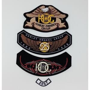 Harley Davidson Patches 2007 Rocker HD. Owners Group, 25th Anniversary, 09 HOG,